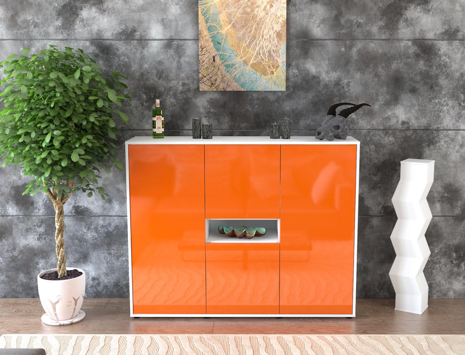 Highboard Maila, Orange Front (136x108x35cm) - Stil.Zeit Möbel GmbH