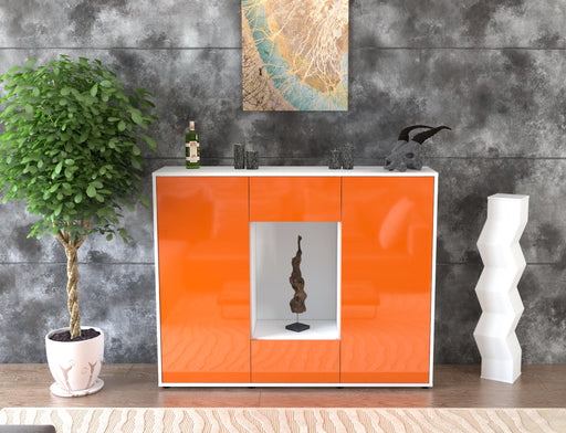 Highboard Malina, Orange Front (136x108x35cm) - Stil.Zeit Möbel GmbH