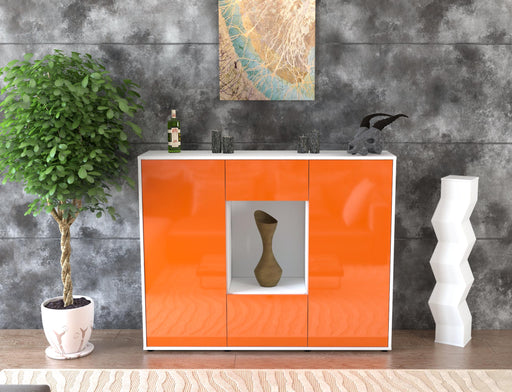 Highboard Mara, Orange Front (136x108x35cm) - Stil.Zeit Möbel GmbH