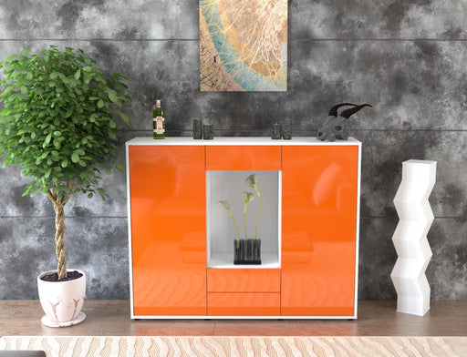 Highboard Marilena, Orange Front (136x108x35cm) - Stil.Zeit Möbel GmbH