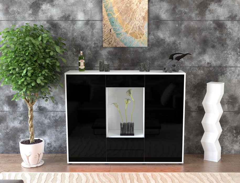 Highboard Marilena, Schwarz Front (136x108x35cm) - Stil.Zeit Möbel GmbH