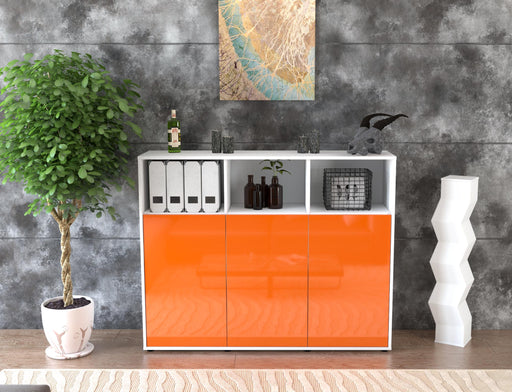 Highboard Marina, Orange Front (136x108x35cm) - Stil.Zeit Möbel GmbH