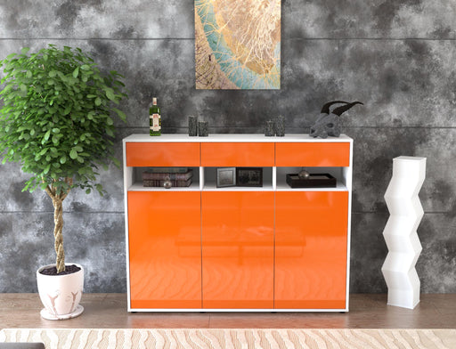 Highboard Marlene, Orange Front (136x108x35cm) - Stil.Zeit Möbel GmbH