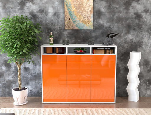 Highboard Marta, Orange Front (136x108x35cm) - Stil.Zeit Möbel GmbH