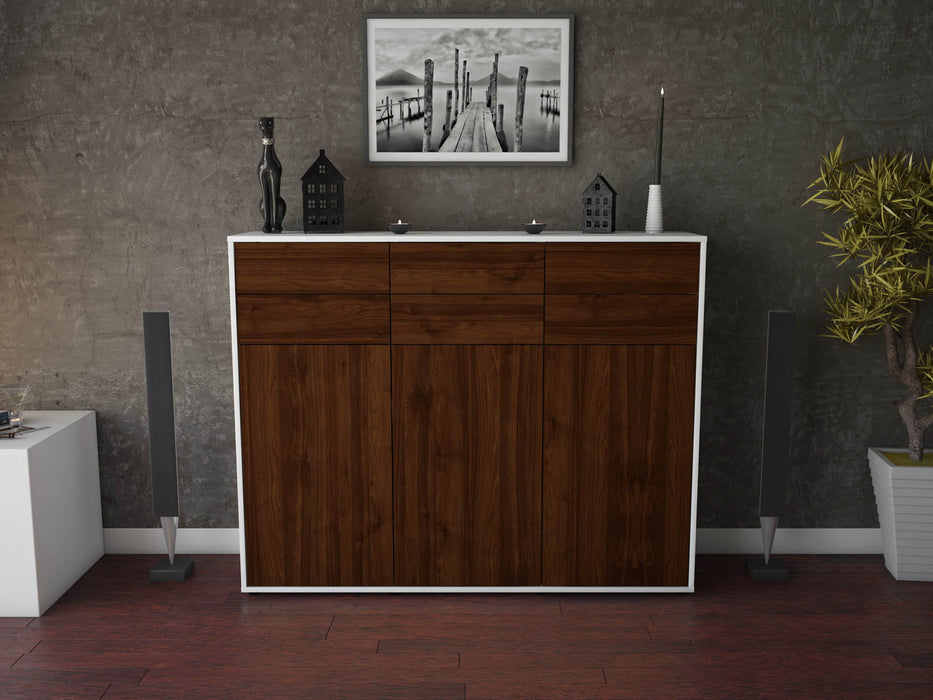 Highboard Martina, Walnuss Front (136x108x35cm) - Stil.Zeit Möbel GmbH