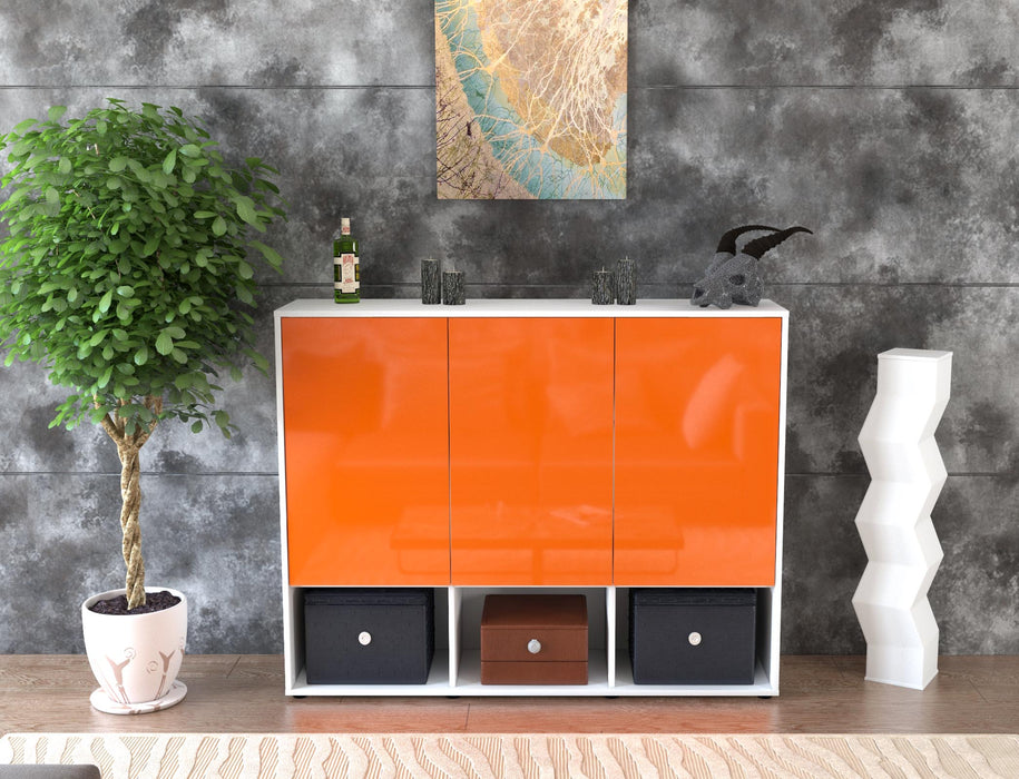 Highboard Mea, Orange Front (136x108x35cm) - Stil.Zeit Möbel GmbH