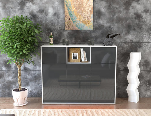 Highboard Melanie, Grau Front (136x108x35cm) - Stil.Zeit Möbel GmbH