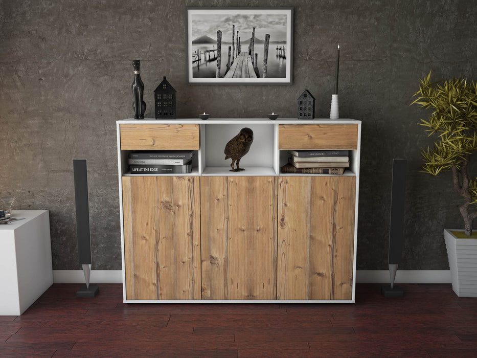 Highboard Mena, Pinie Front (136x108x35cm) - Stil.Zeit Möbel GmbH