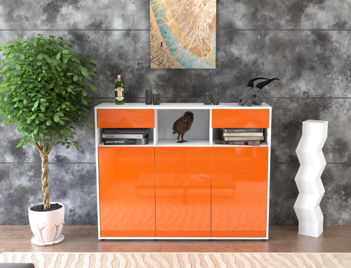 Highboard Mena, Orange Front (136x108x35cm) - Stil.Zeit Möbel GmbH