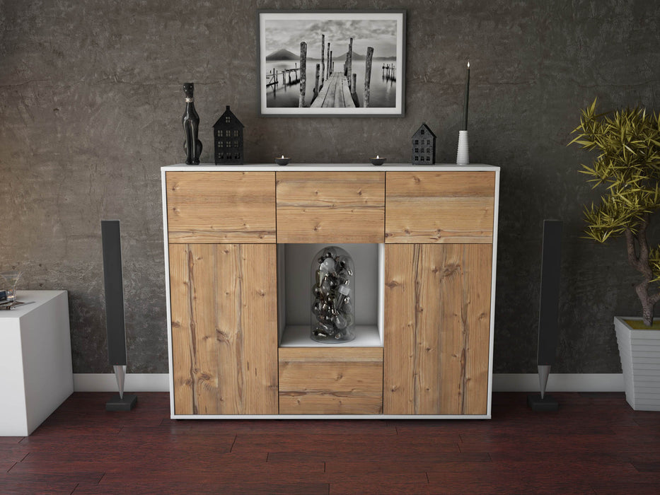 Highboard Milou, Pinie Front (136x108x35cm) - Stil.Zeit Möbel GmbH