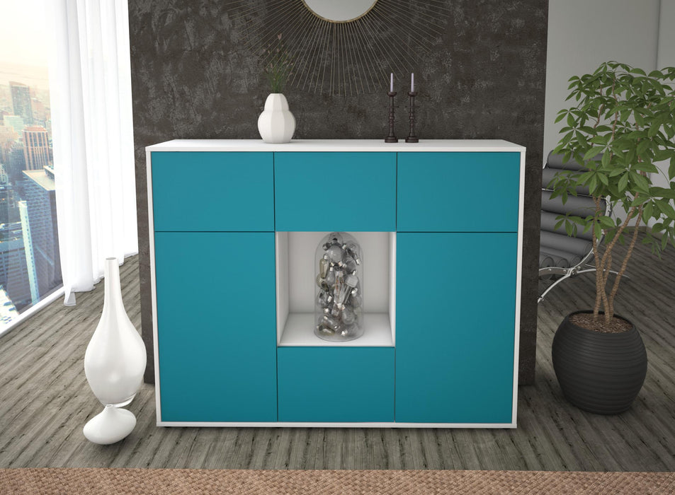 Highboard Milou, Türkis Front (136x108x35cm) - Stil.Zeit Möbel GmbH