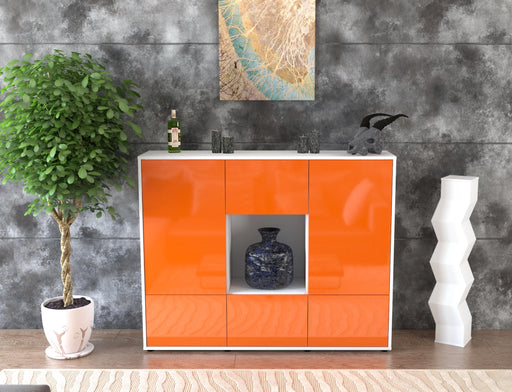 Highboard Mimma, Orange Front (136x108x35cm) - Stil.Zeit Möbel GmbH