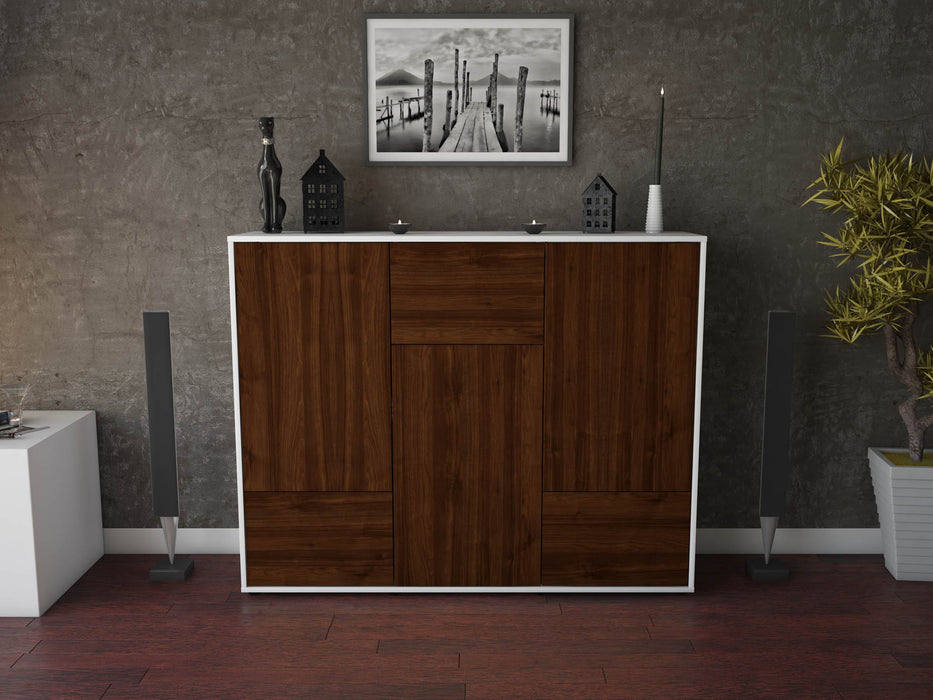 Highboard Mira, Walnuss Front (136x108x35cm) - Stil.Zeit Möbel GmbH