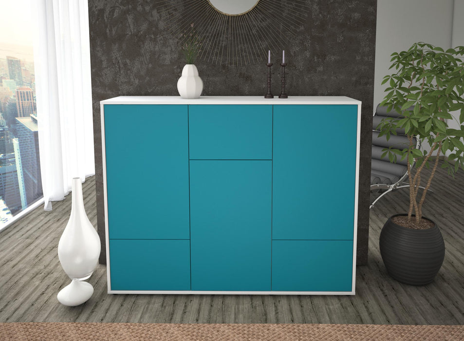 Highboard Mira, Türkis Front (136x108x35cm) - Stil.Zeit Möbel GmbH