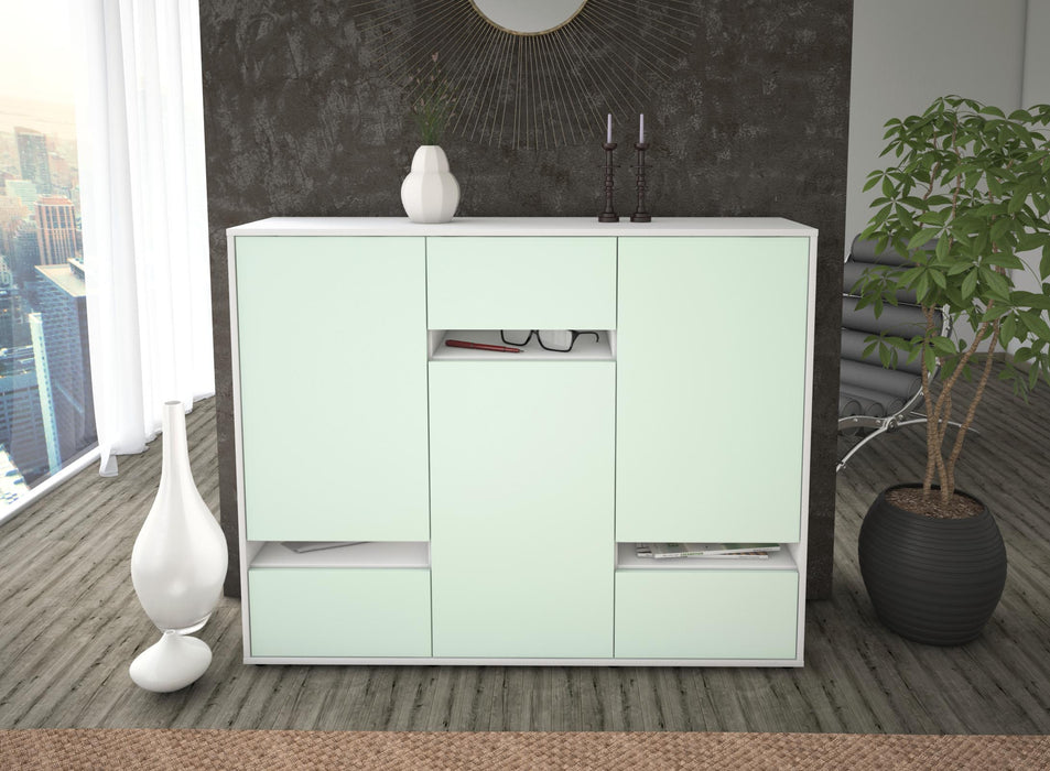 Highboard Mirella, Mint Front (136x108x35cm) - Stil.Zeit Möbel GmbH