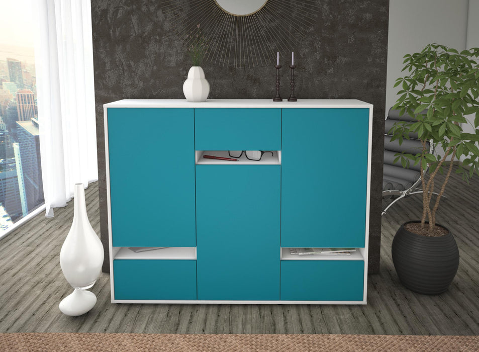 Highboard Mirella, Türkis Front (136x108x35cm) - Stil.Zeit Möbel GmbH