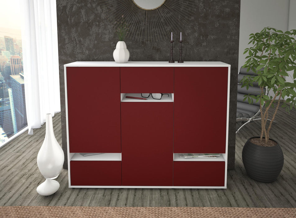 Highboard Mirella, Bordeaux Front (136x108x35cm) - Stil.Zeit Möbel GmbH