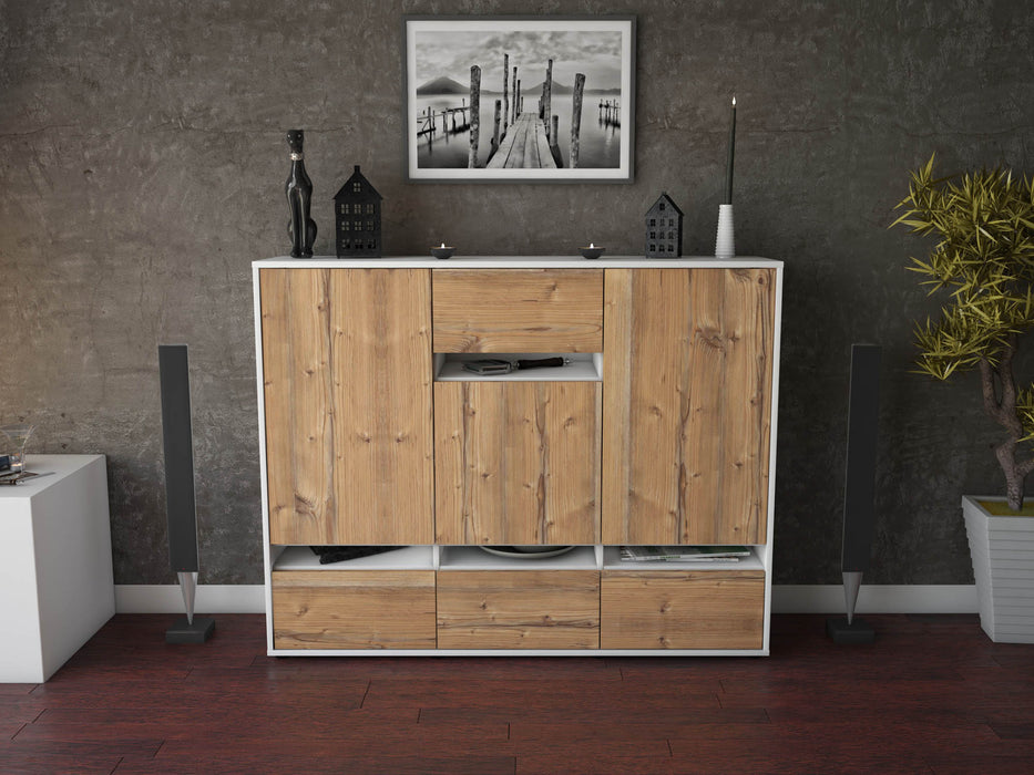 Highboard Mona, Pinie Front (136x108x35cm) - Stil.Zeit Möbel GmbH