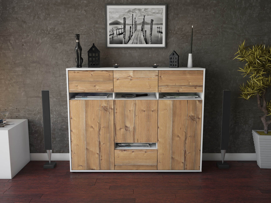 Highboard Monia, Pinie Front (136x108x35cm) - Stil.Zeit Möbel GmbH