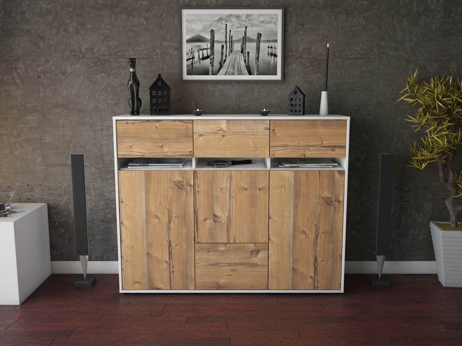 Highboard Monja, Pinie Front (136x108x35cm) - Stil.Zeit Möbel GmbH