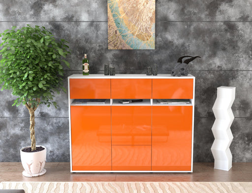 Highboard Monja, Orange Front (136x108x35cm) - Stil.Zeit Möbel GmbH