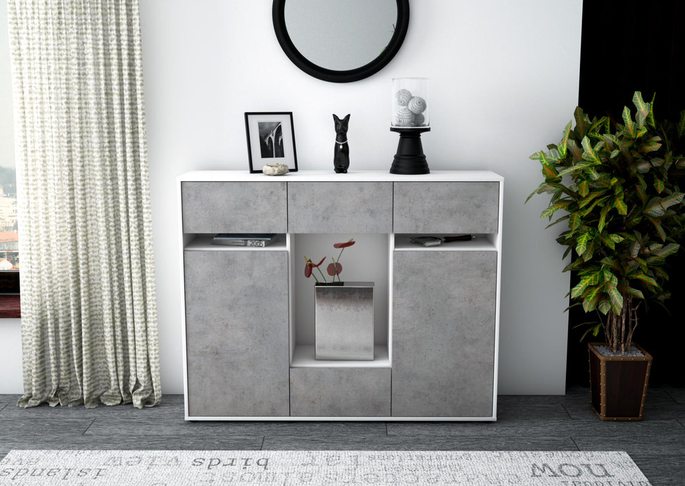 Highboard Nadia, Beton Front (136x108x35cm) - Stil.Zeit Möbel GmbH