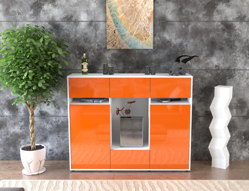 Highboard Nadia, Orange Front (136x108x35cm) - Stil.Zeit Möbel GmbH