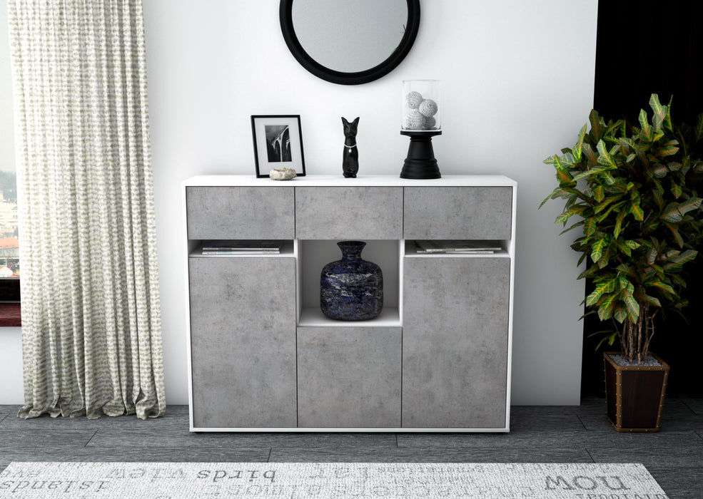 Highboard Nathalie, Beton Front (136x108x35cm) - Stil.Zeit Möbel GmbH