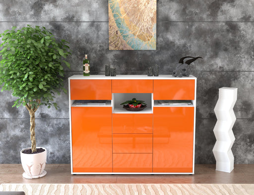 Highboard Nella, Orange Front (136x108x35cm) - Stil.Zeit Möbel GmbH