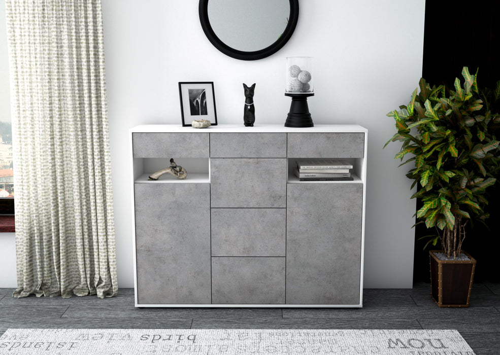 Highboard Nevia, Beton Front (136x108x35cm) - Stil.Zeit Möbel GmbH