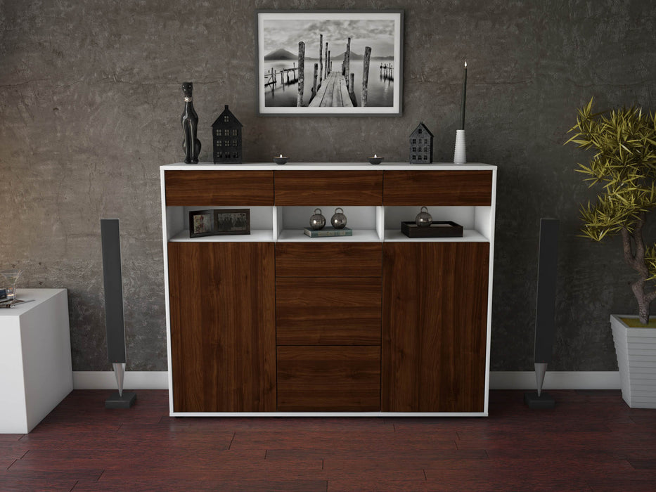 Highboard Ylenia, Walnuss Front (136x108x35cm) - Stil.Zeit Möbel GmbH