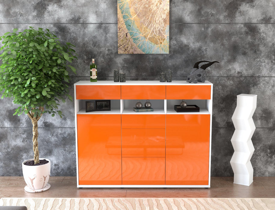 Highboard Ylenia, Orange Front (136x108x35cm) - Stil.Zeit Möbel GmbH