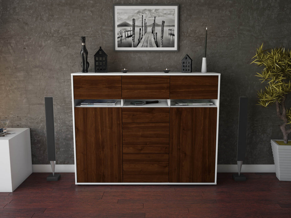 Highboard Nica, Walnuss Front (136x108x35cm) - Stil.Zeit Möbel GmbH