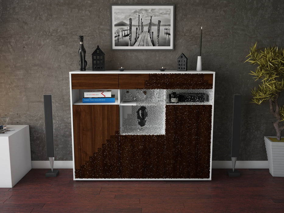 Highboard Nicole, Walnuss Front (136x108x35cm) - Stil.Zeit Möbel GmbH