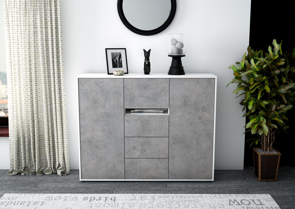 Highboard Nikola, Beton Front (136x108x35cm) - Stil.Zeit Möbel GmbH