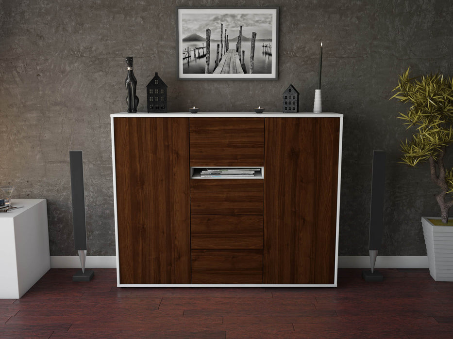 Highboard Nikola, Walnuss Front (136x108x35cm) - Stil.Zeit Möbel GmbH