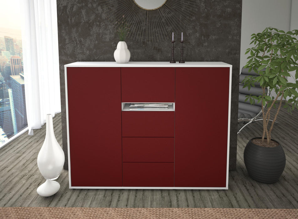 Highboard Nikola, Bordeaux Front (136x108x35cm) - Stil.Zeit Möbel GmbH