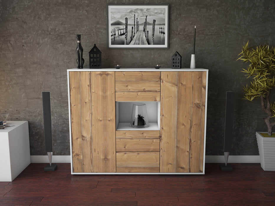 Highboard Nila, Pinie Front (136x108x35cm) - Stil.Zeit Möbel GmbH