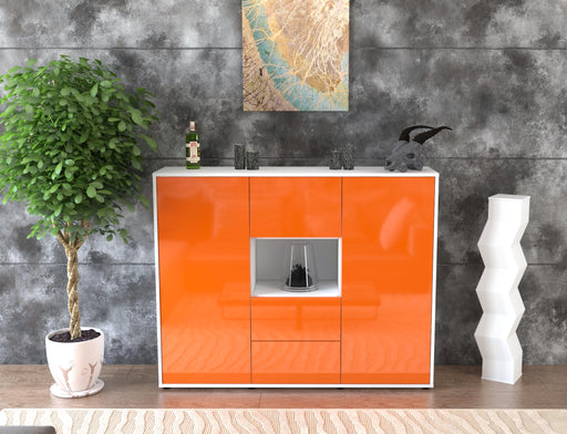 Highboard Nila, Orange Front (136x108x35cm) - Stil.Zeit Möbel GmbH