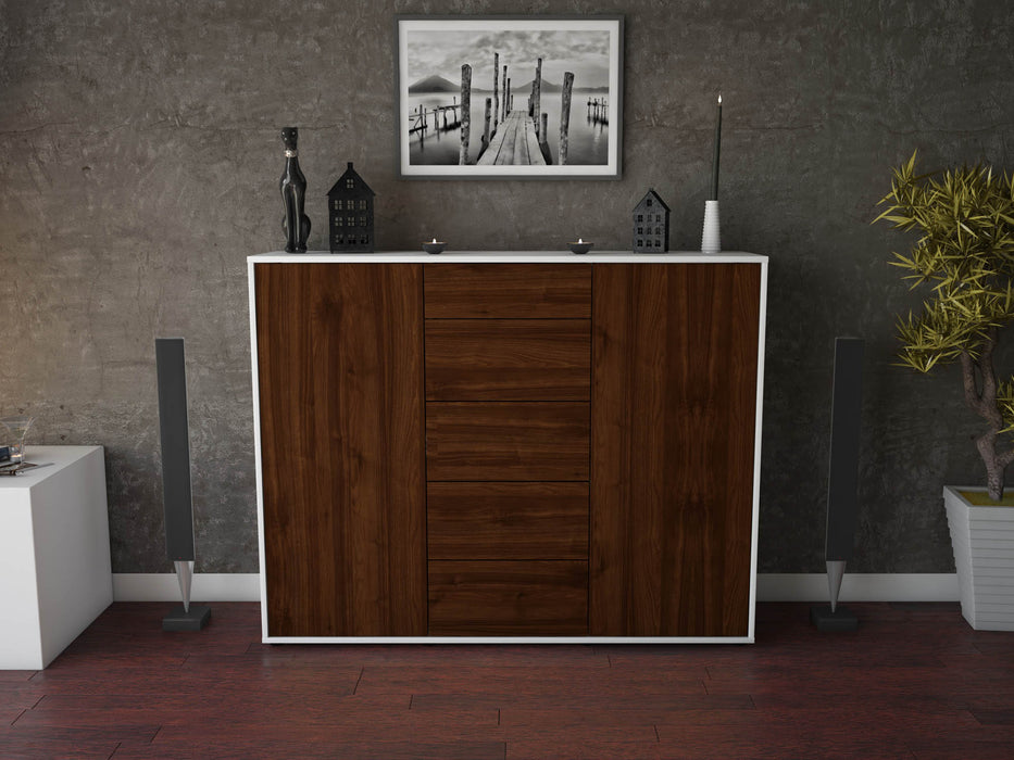 Highboard Nina, Walnuss Front (136x108x35cm) - Stil.Zeit Möbel GmbH