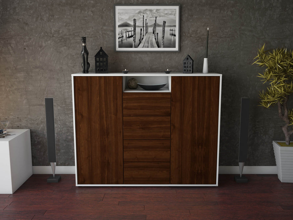 Highboard Nives, Walnuss Front (136x108x35cm) - Stil.Zeit Möbel GmbH