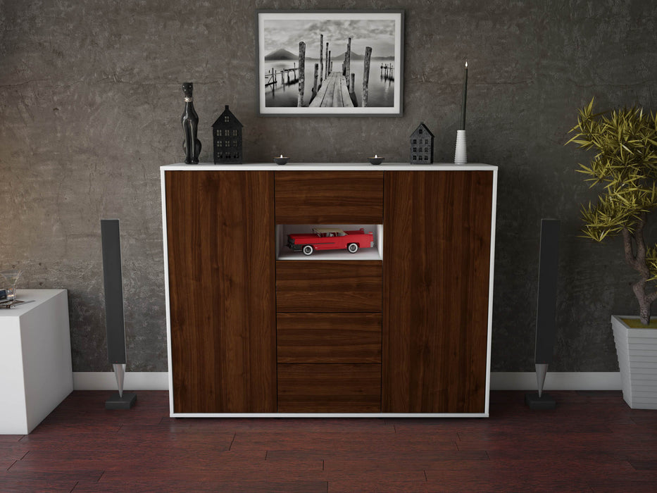 Highboard Noe, Walnuss Front (136x108x35cm) - Stil.Zeit Möbel GmbH