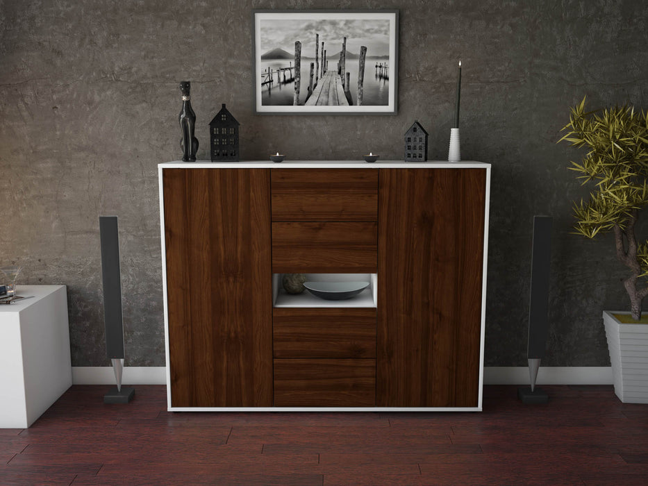 Highboard Noelia, Walnuss Front (136x108x35cm) - Stil.Zeit Möbel GmbH