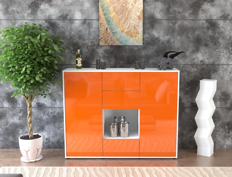 Highboard Nora, Orange Front (136x108x35cm) - Stil.Zeit Möbel GmbH