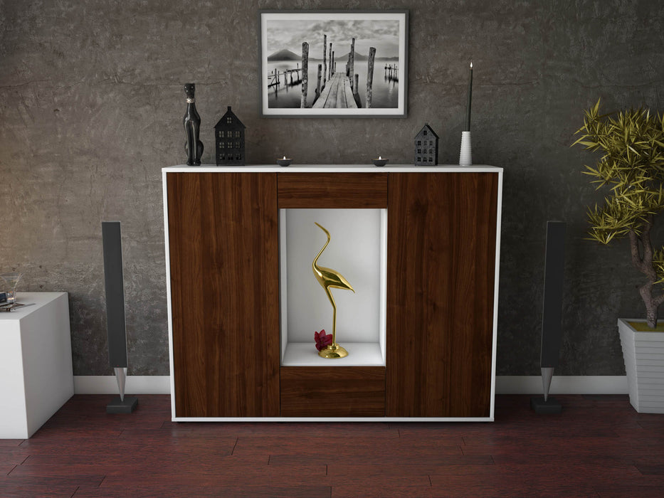 Highboard Nova, Walnuss Front (136x108x35cm) - Stil.Zeit Möbel GmbH