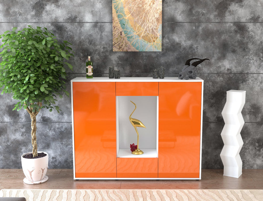 Highboard Nova, Orange Front (136x108x35cm) - Stil.Zeit Möbel GmbH