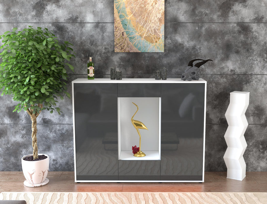 Highboard Nova, Grau Front (136x108x35cm) - Stil.Zeit Möbel GmbH