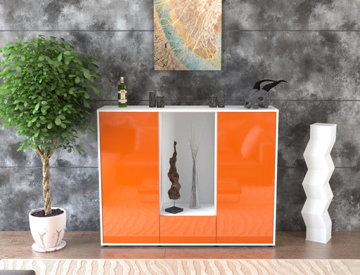 Highboard Nuccia, Orange Front (136x108x35cm) - Stil.Zeit Möbel GmbH