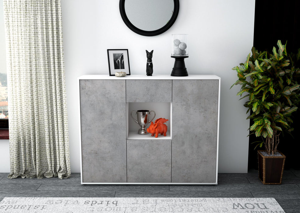 Highboard Nuria, Beton Front (136x108x35cm) - Stil.Zeit Möbel GmbH