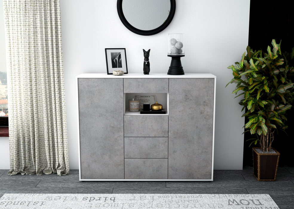 Highboard Ornella, Beton Front (136x108x35cm) - Stil.Zeit Möbel GmbH